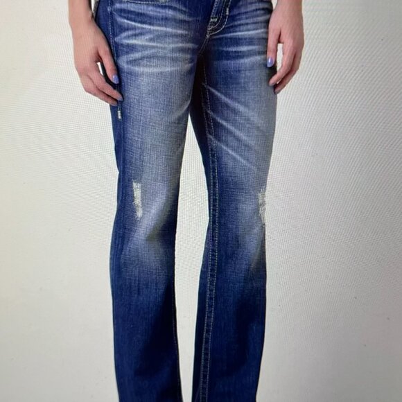 BIG STAR LIV LOW RISE BOOTCUT FLARE 25 LONG Women's Denim Jeans Western Y2K Blue - Picture 10 of 11